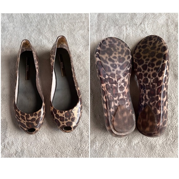 Melissa Peep Toe Jelly Ballerina Ballet Flats Leopard Animal Print Sz 5 - Picture 3 of 12